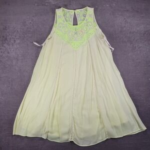 Lilly Pulitzer Cammie Dress Med Lemon Drop Neon Yellow Green Embroidered Swing
